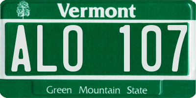 VT license plate ALO107