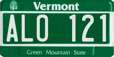 VT license plate ALO121
