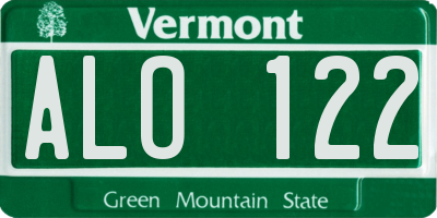 VT license plate ALO122