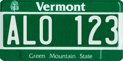 VT license plate ALO123