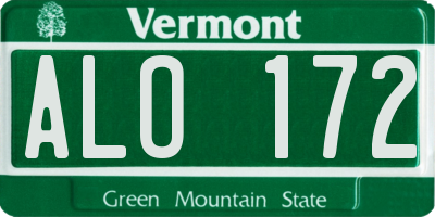 VT license plate ALO172