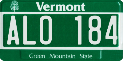 VT license plate ALO184