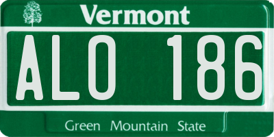VT license plate ALO186