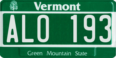 VT license plate ALO193