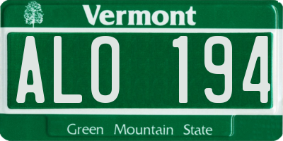 VT license plate ALO194