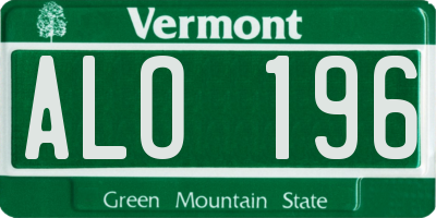 VT license plate ALO196