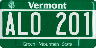 VT license plate ALO201