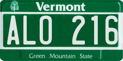 VT license plate ALO216
