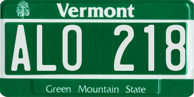 VT license plate ALO218