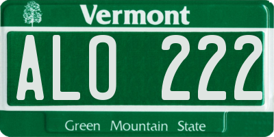 VT license plate ALO222