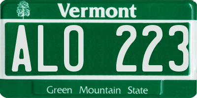 VT license plate ALO223