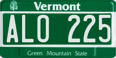 VT license plate ALO225