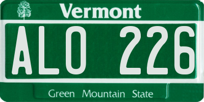VT license plate ALO226