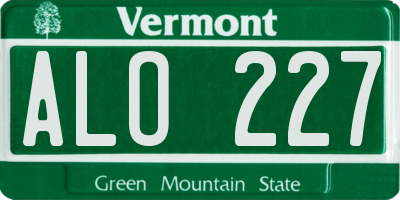 VT license plate ALO227