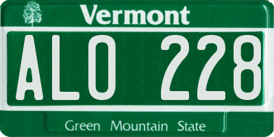 VT license plate ALO228