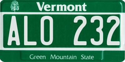 VT license plate ALO232