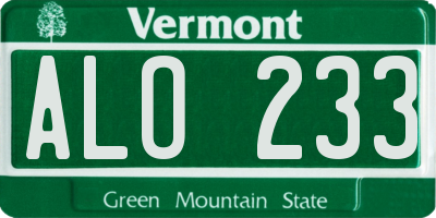 VT license plate ALO233