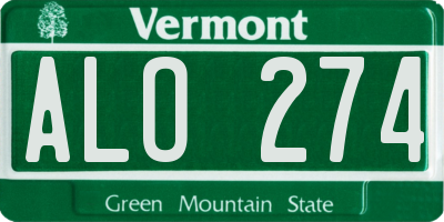 VT license plate ALO274