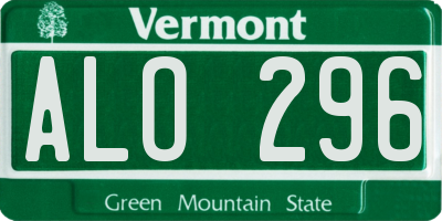 VT license plate ALO296