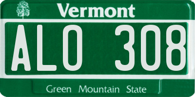 VT license plate ALO308