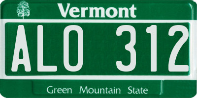 VT license plate ALO312
