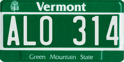 VT license plate ALO314
