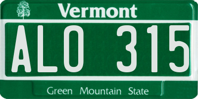 VT license plate ALO315