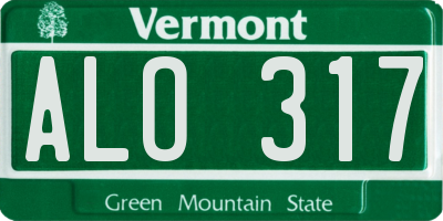 VT license plate ALO317