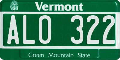 VT license plate ALO322