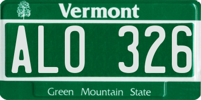 VT license plate ALO326