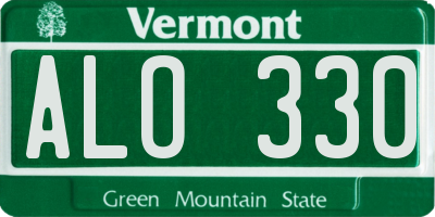 VT license plate ALO330