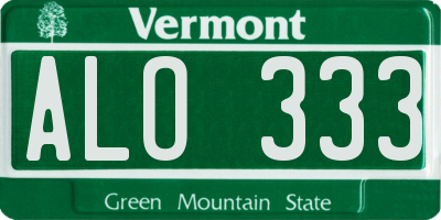 VT license plate ALO333