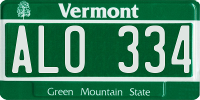 VT license plate ALO334