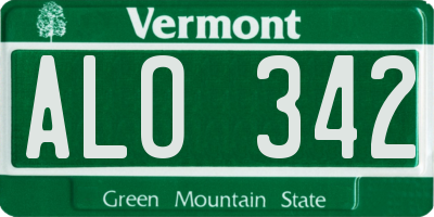 VT license plate ALO342