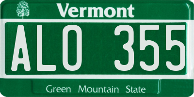 VT license plate ALO355