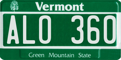 VT license plate ALO360
