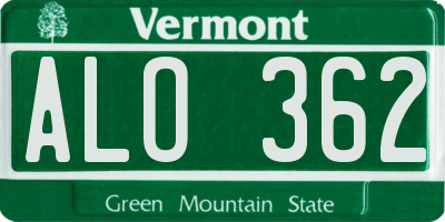 VT license plate ALO362