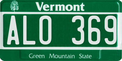 VT license plate ALO369