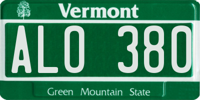 VT license plate ALO380
