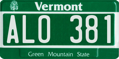VT license plate ALO381