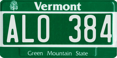 VT license plate ALO384