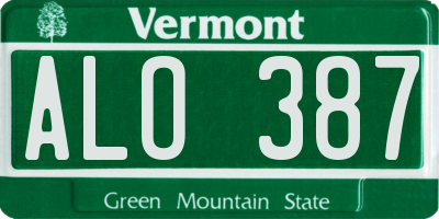VT license plate ALO387