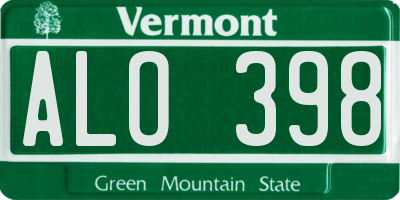 VT license plate ALO398