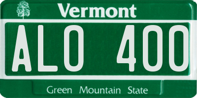 VT license plate ALO400