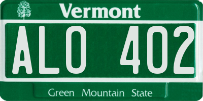 VT license plate ALO402