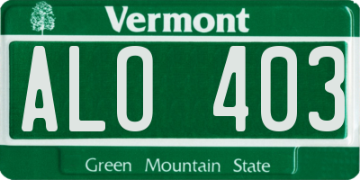 VT license plate ALO403