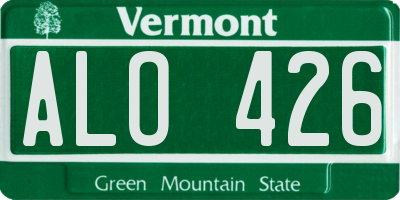 VT license plate ALO426