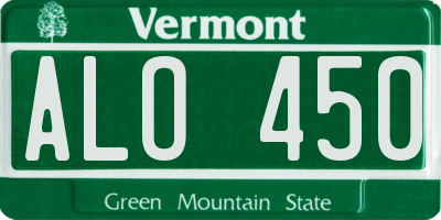 VT license plate ALO450