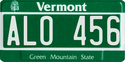 VT license plate ALO456