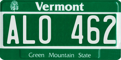 VT license plate ALO462